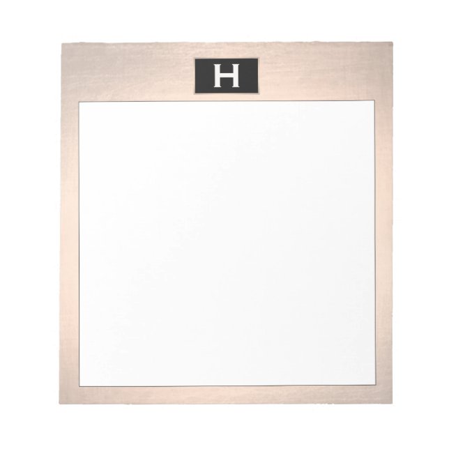 Chic Vintage Monogram Rose Gold Notepad (Front)