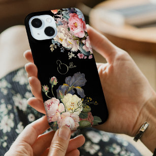 Chic Vintage Personalised Roses & Iris  iPhone 15 Case