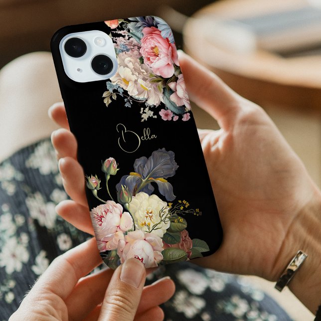 Chic Vintage Personalised Roses & Iris  Case-Mate iPhone Case (Creator Uploaded)