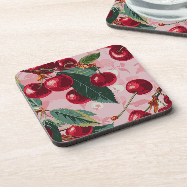 Chic Vintage Pink 'Cherry Pop' Coaster (Left Side)