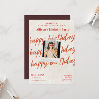 Chic Vintage Retro Polaroid Photo Birthday Party Invitation