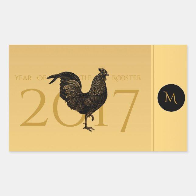 Chic Vintage Rooster Chinese New Year 2017 Sticker (Front)