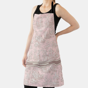 Chic vintage rose gold toile de jouy printed  apron