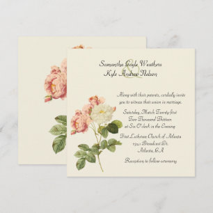 Chic Vintage Roses Wedding Invitation