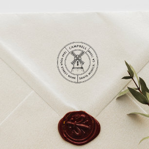 Chic Vintage Rustic Windmill Custom Address Self-inking Stamp