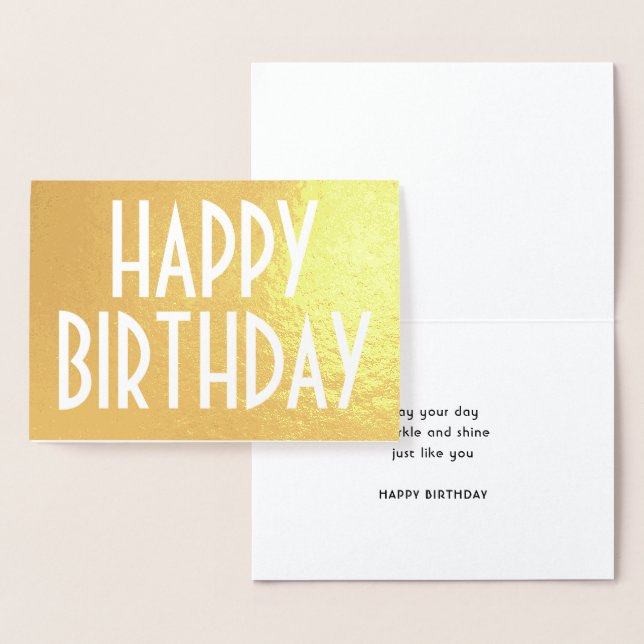 Chic Vintage Typography Elegant Happy Birthday Foil Card (Display)
