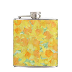 Chic Vinyl-wrapped Flask, Golden Yellow Daffodils Hip Flask