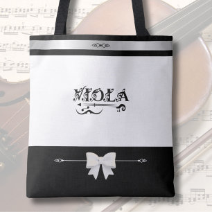 Chic Violist Black and White Viola Tote Bag