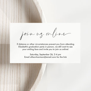 Chic Virtual Online Graduation Party Enclosure Card