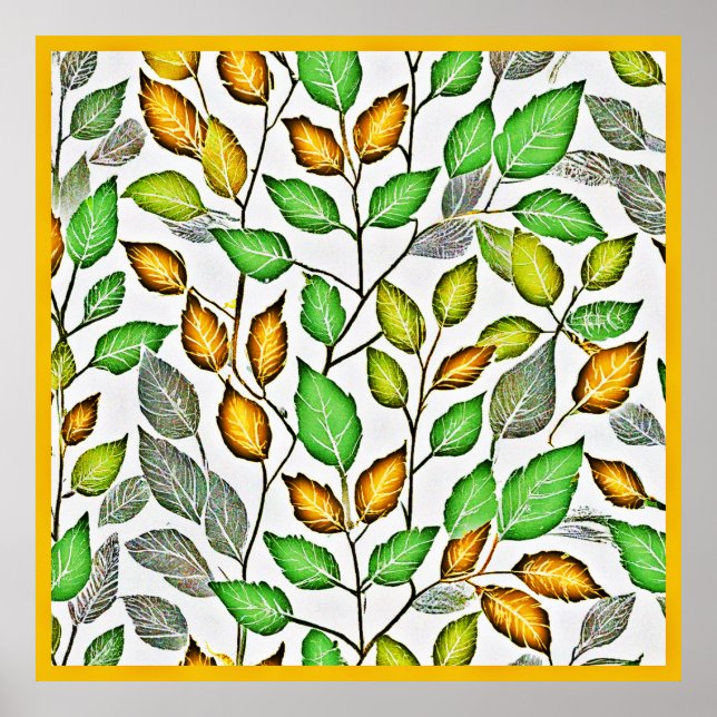 Chic Vivid Leaves Pattern Poster (Front)