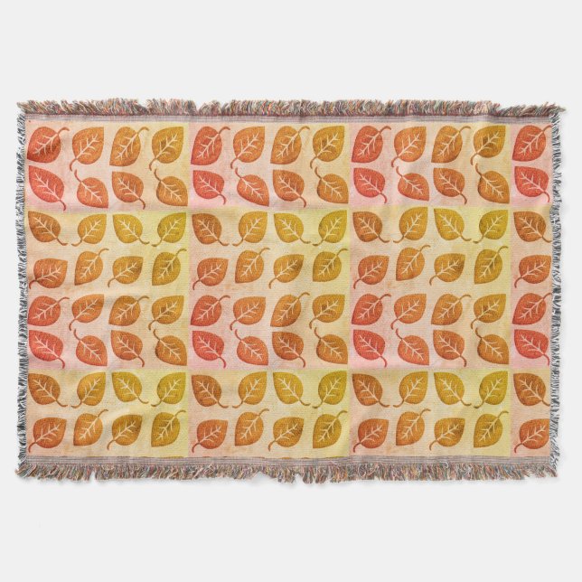 Chic Warm Comfy Bright Fall  Leaf Pattern Blanket (Front)