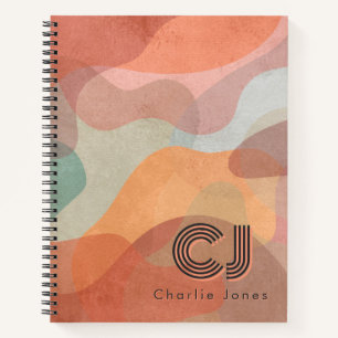 Chic Warm Taupe Fluid Shapes Spiral Journal