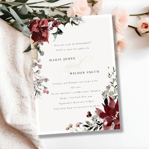 Chic Warm Winter Festive Foliage Engagement Invite