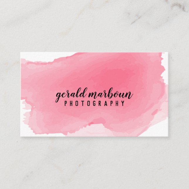 Chic Wash Bright Pink Watercolor Business Card (Front)