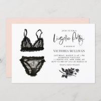 Chic Watercolor Black Lace Floral Lingerie Party
