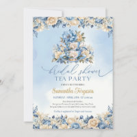 Chic watercolor blue and ivory floral tea party