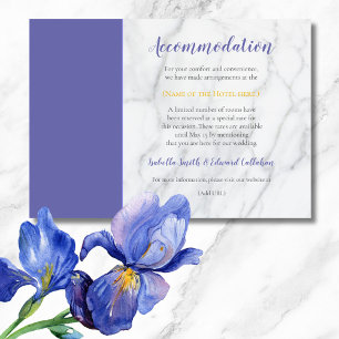 Chic Watercolor Blue Irises Floral Wedding Enclosure Card