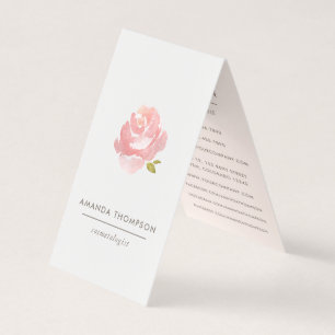 Chic Watercolor Blush Pink Rose Business Card