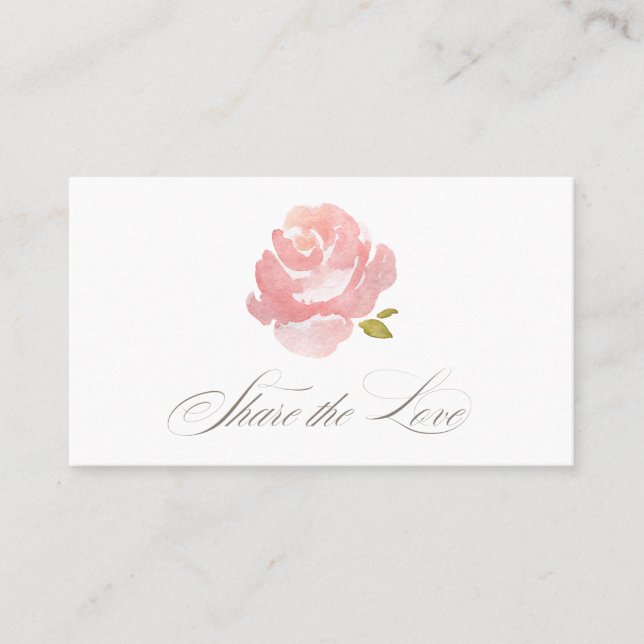 Chic Watercolor Blush Pink Rose Referral Card (Front)