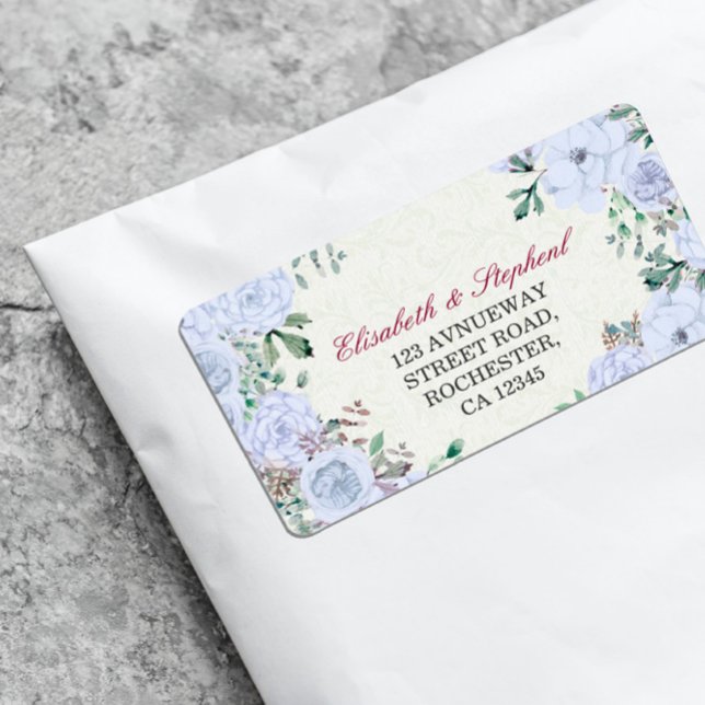 Chic Watercolor Botanical Floral Wedding Address Label (Creator Uploaded)