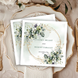 Chic Watercolor Botanical Floral Wedding Napkins