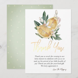 Chic Watercolor Botanical Lemons Thank You Card
