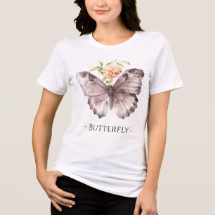 Chic watercolor butterfly Beautiful modern White Tri-Blend Shirt