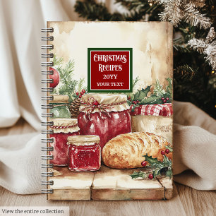 Chic Watercolor Christmas Recipe Notebook Design
