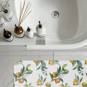 Chic Watercolor Citrus Print Bath Mat