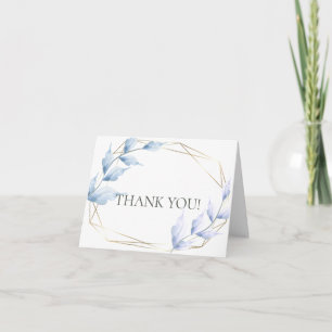 Chic Watercolor Dusty Blue and Pale Lilac Foliage Thank You Card
