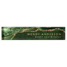 Chic Watercolor Emerald Green Gold Glitter Agate