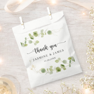 Chic Watercolor Eucalyptus Botanical Thank You  Favour Bag