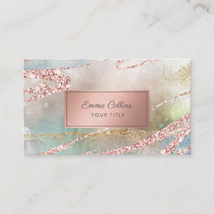 Chic Watercolor Faux Rose Gold Foil  Business Card