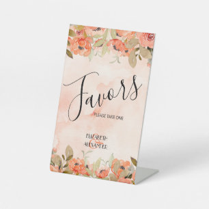 Chic Watercolor Floral Bridal Shower Favours Pedestal Sign