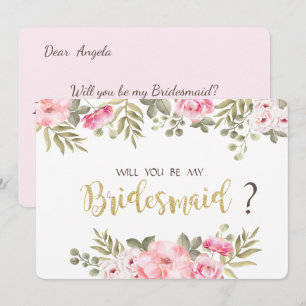Chic Watercolor Floral Bridesmaid Card