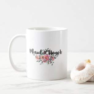 Chic Watercolor Floral Wedding Maid of Honour Coffee Mug