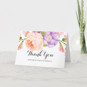 Chic Watercolor Floral Wedding Thank You Card