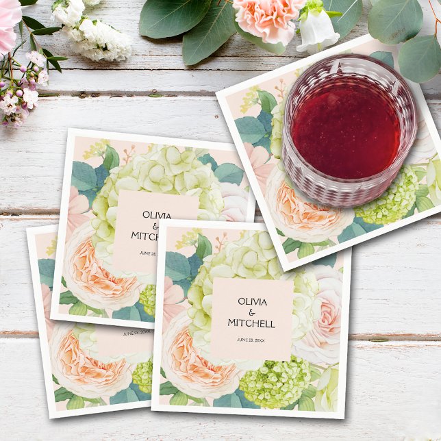 Chic Watercolor Florals Blush Pink Napkin (Chic Watercolor Florals Blush Pink Wedding Napkins)