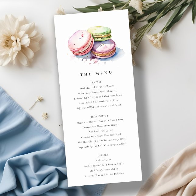 Chic Watercolor French Macarons Bakery Menu Card (Creator Uploaded)