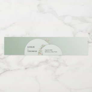 Chic watercolor greenery boho arch blush floral water bottle label