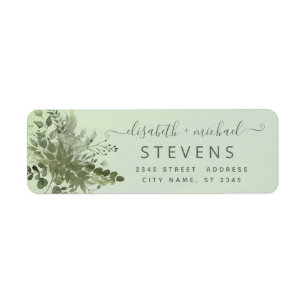 Chic watercolor greenery eucalyptus couple script return address label