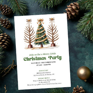 Chic watercolor leopard Christmas tree party  Invitation