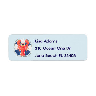 Chic Watercolor Lobster & Lifebuoy Birthday Return Address Label