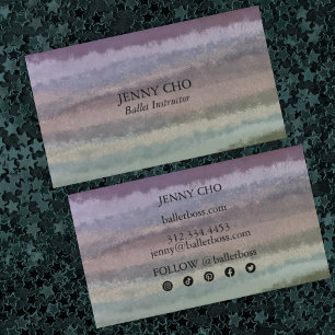 Chic Watercolor Minimalist Textured Brushstrokes Business Card