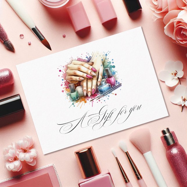 Chic Watercolor Nail Salon Gift Certificate (Chic Watercolor Nail Salon Gift Certificate)
