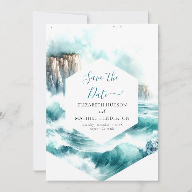  Chic Watercolor Nautical Wedding Save The Date (Front)