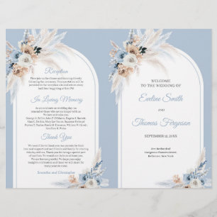 Chic watercolor pastel blue and ivory roses arch