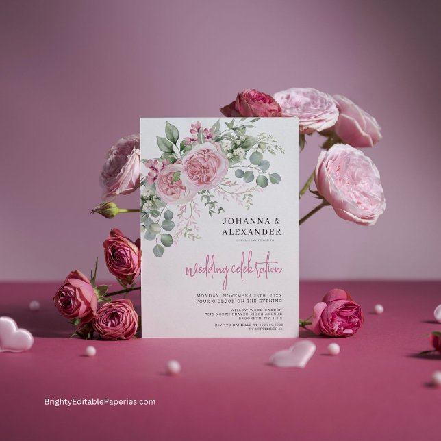 Chic Watercolor Peony Elegance Wedding Invitation (Elegance unfolds in every petal. Customize your love story with our Chic Watercolor Peony invite.)