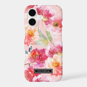 Chic Watercolor Pink Peonies Floral Pattern