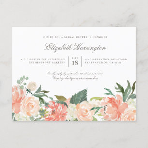 Chic Watercolor Spring Floral Bridal Shower Invitation Postcard